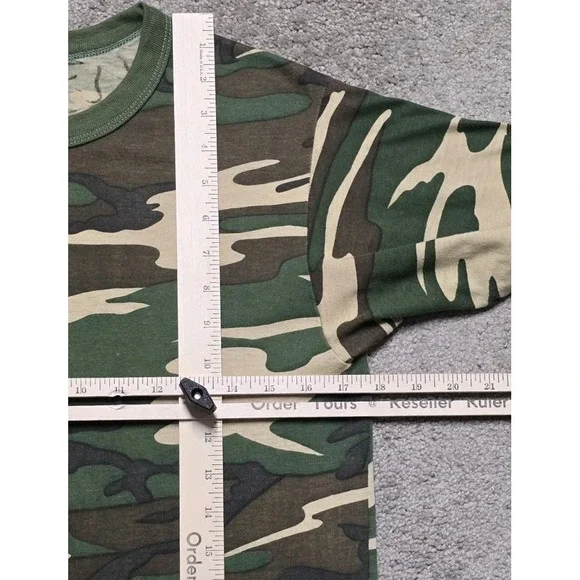 Vintage 80s Woodland Camo T-Shirt Mens Sz Small Single Stitch USA Patriot - Picture 10 of 12